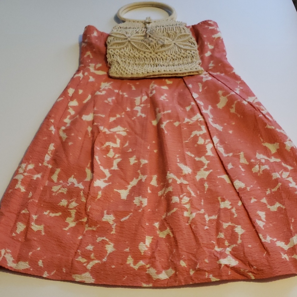 J Crew Black label dress, pink+ white color, size8